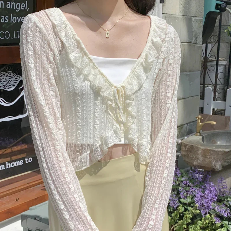Sewing V - 여성 여름 자외선 차단 코트 레이스