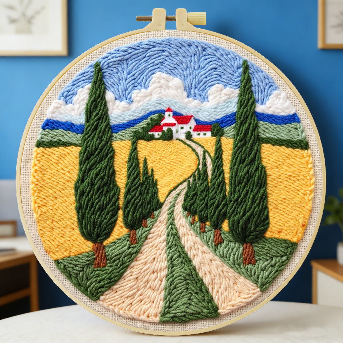 Is Sewing Textile Art - 20X20CM/7.87인치 필드 펀치 니들 자수 세트