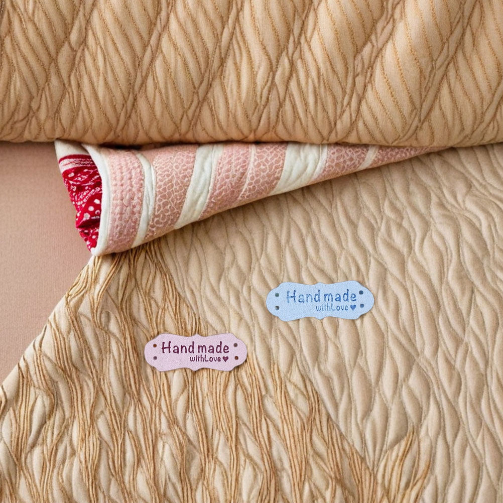 Sewing Labels - 100Pcs 수제 양각 스웨이드 라벨 의류