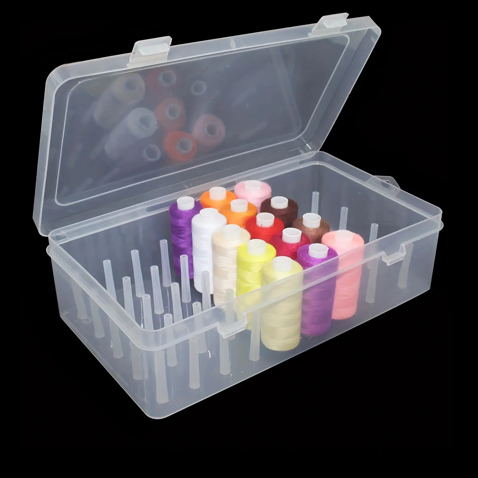 Bobbin Organizer Box - 투명 플라스틱 재봉실 보관함 42칸 공예