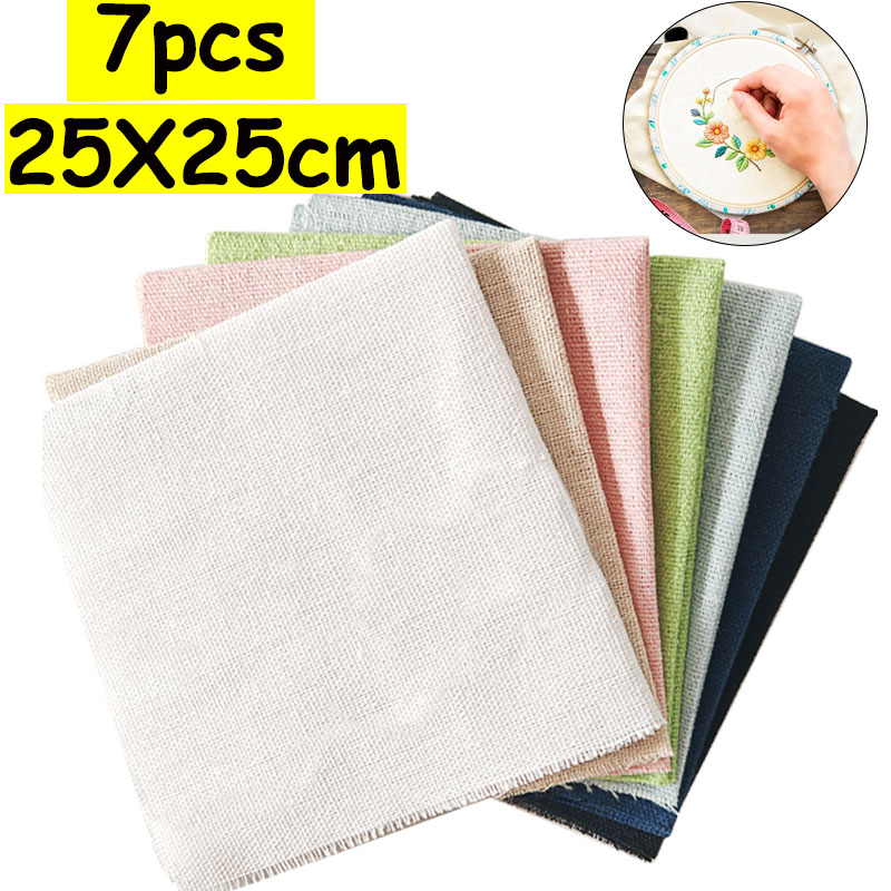 Is Sewing Textile Art - 25*25cm 리넨 원단 7종 세트, 천연