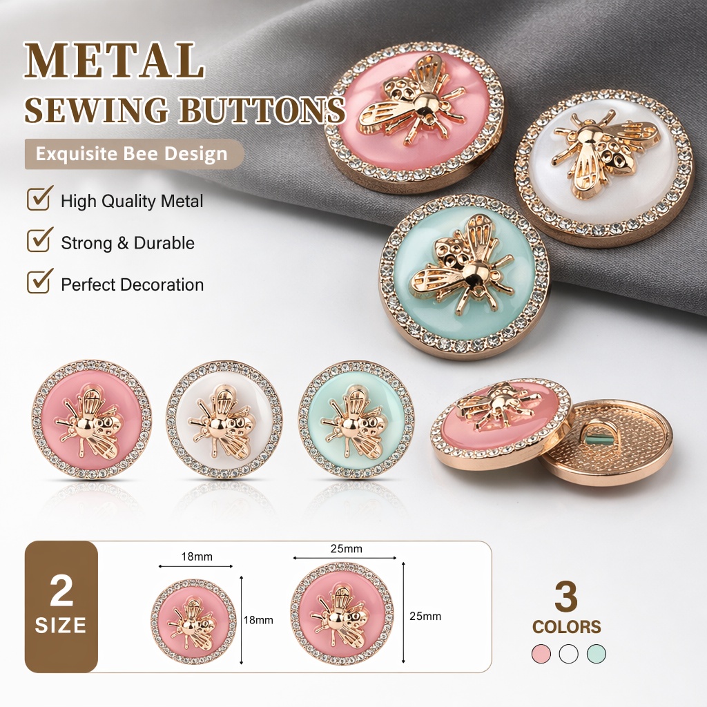 10Pcs 라인스톤 꿀벌 금속 장식 단추, 18mm/2 - Button Hole Cutter 리뷰 및 가격