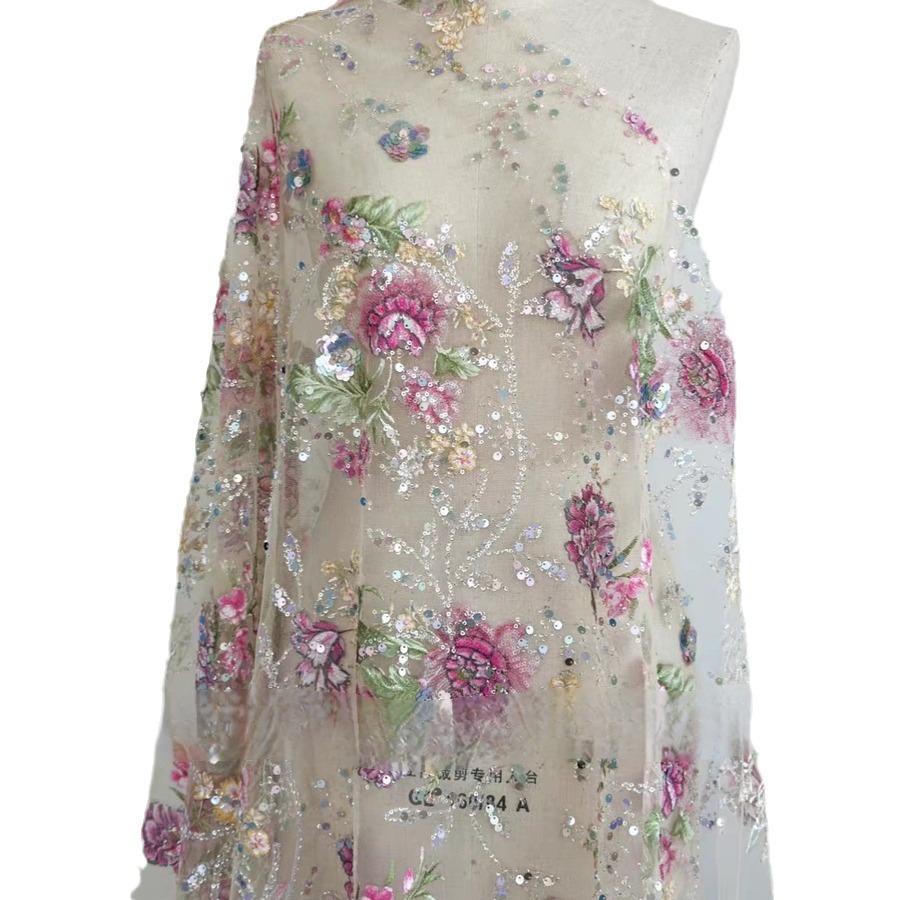 1M 120Cm 와이드 럭셔리 비즈 레이스 원단 3D  - Sewing Textiles 리뷰 및 가격