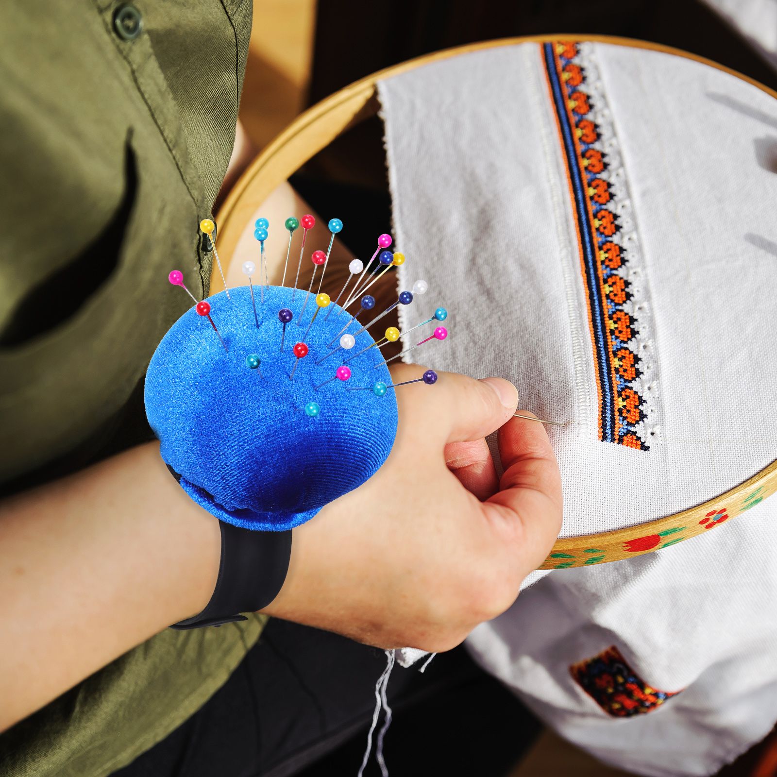 손목 핀 쿠션 바느질 바늘 홀더 휴대용 손목 밴드 조정 - Sewing Pin Cushion 리뷰 및 가격